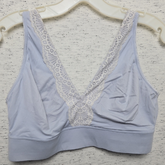 Soma Embraceable Wireless Light Blue Lace Bralette - Picture 1 of 8